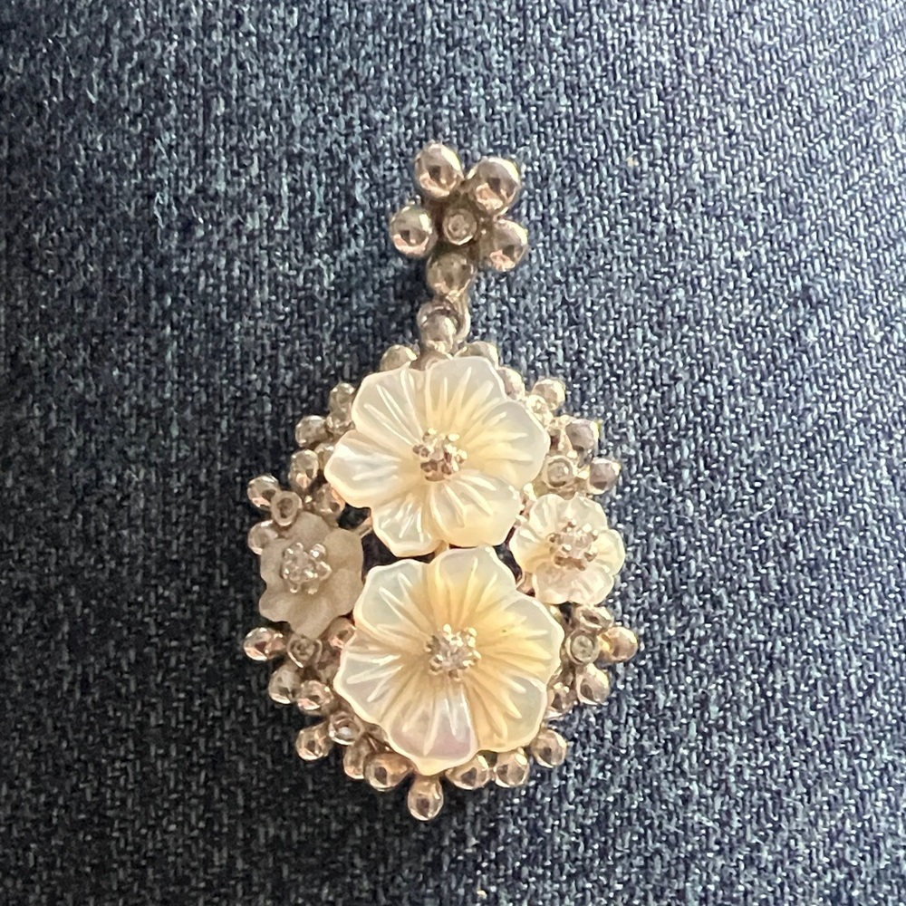 Silver Floral Mother of Pearl Pendant